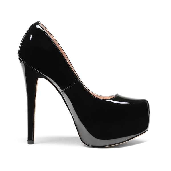 High Heel Stiletto Platform Pumps - BLACK PAT - 3